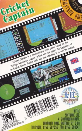 Cricket Captain (UK) (1985) [Allanson Computing] box cover back